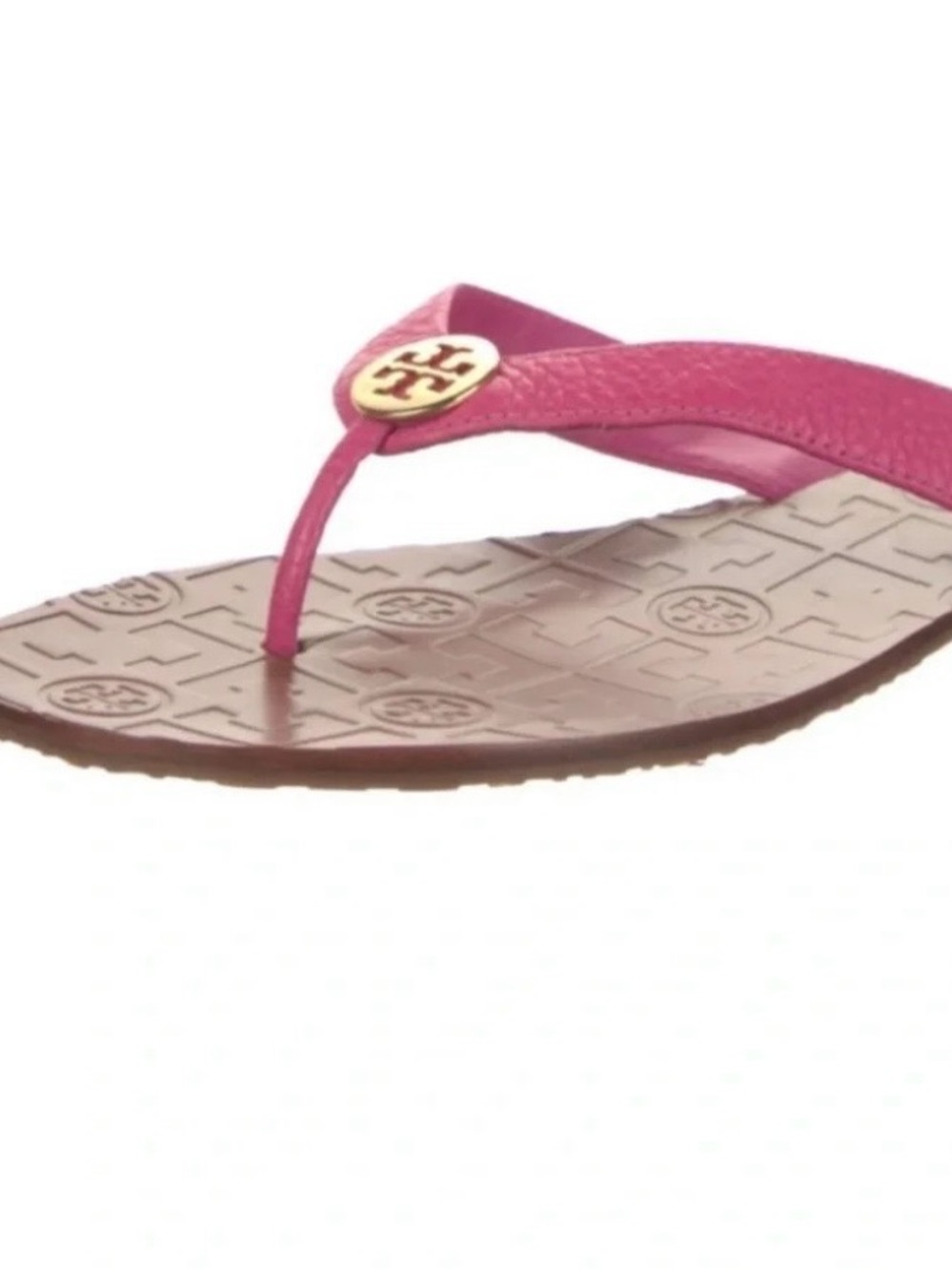 Tory Burch Thora leather thong sandals t-strap size 8 hibiscus
